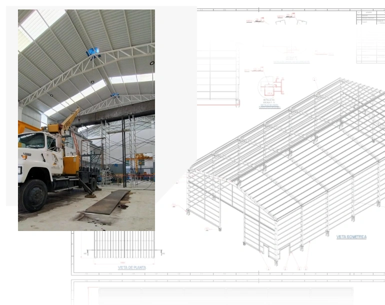 Imagen de fabricación de cubierta de de naves industriales en la región centro